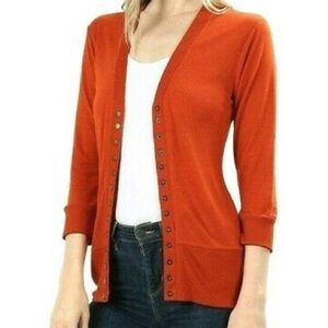 ❤️3X20 FERVOUR Women 3/4 Sleeve Cardigan With Buttons Closure | M